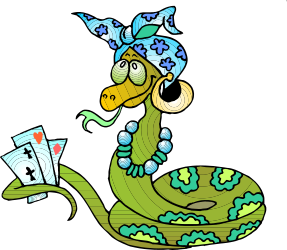 Cartoon Snake with Card: Fun and Playful Clipart Design