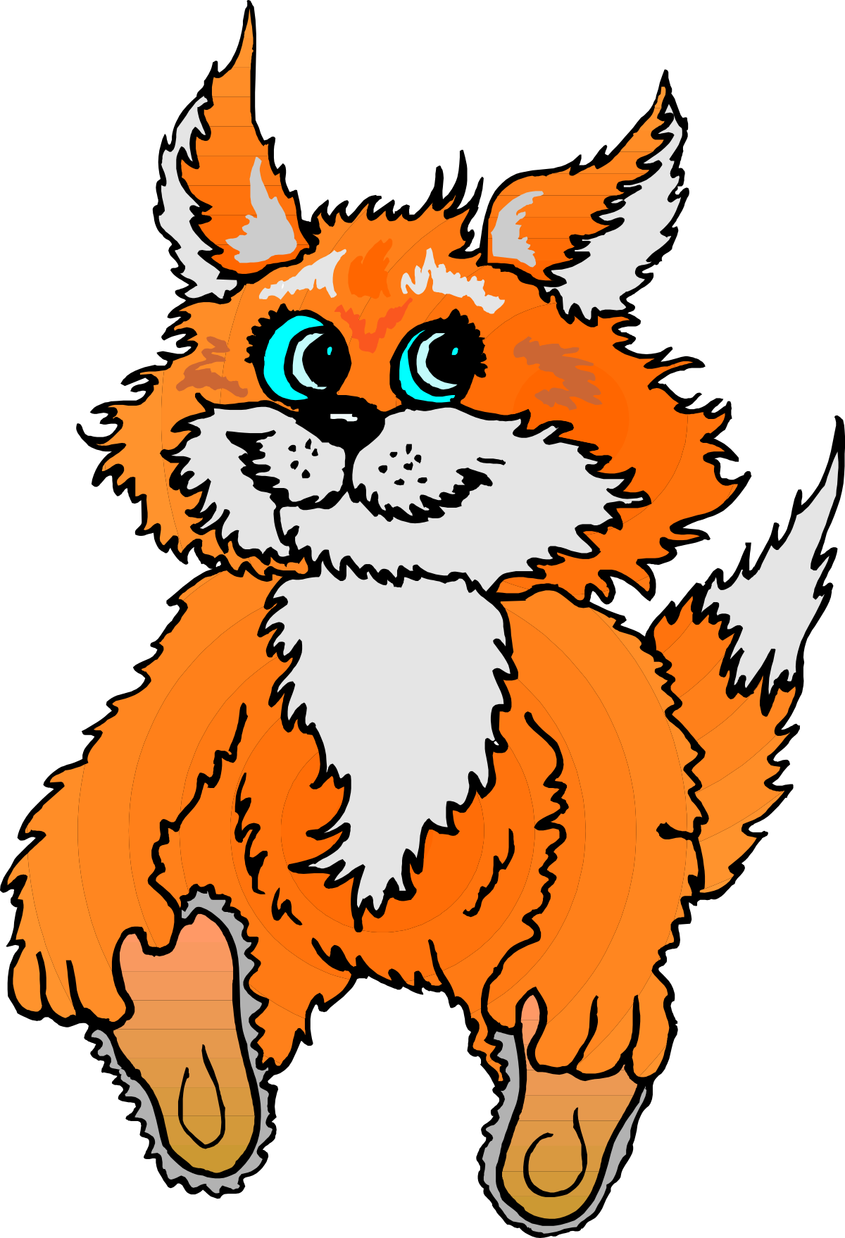 a cartoon cat with blue eyes and a white tail clip art png transparent Cartoon Cat with Blue Eyes and White Tail - Adorable Animal Clipart