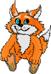 Cartoon Cat with Blue Eyes and White Tail - Adorable Animal Clipart