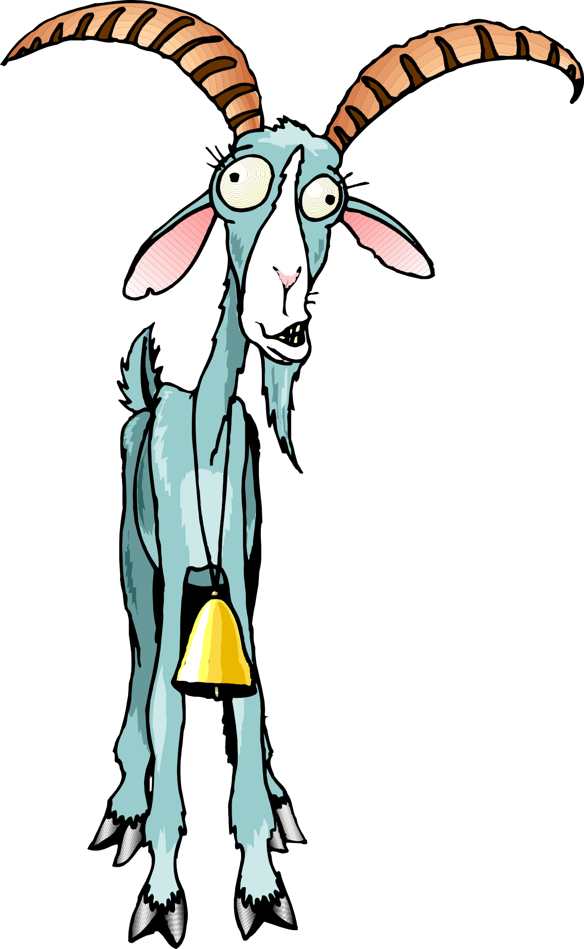 Goat with Bell on Head Clipart: Cute Farm Animal Illustration