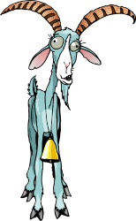 Goat with Bell on Head Clipart: Cute Farm Animal Illustration