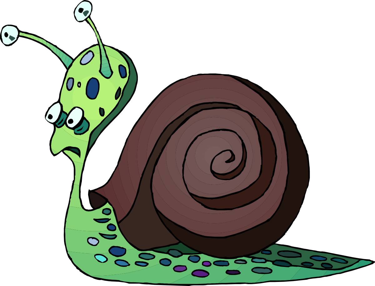 Green Shell Snail Clipart with Blue Spots - Vibrant Nature Illustration