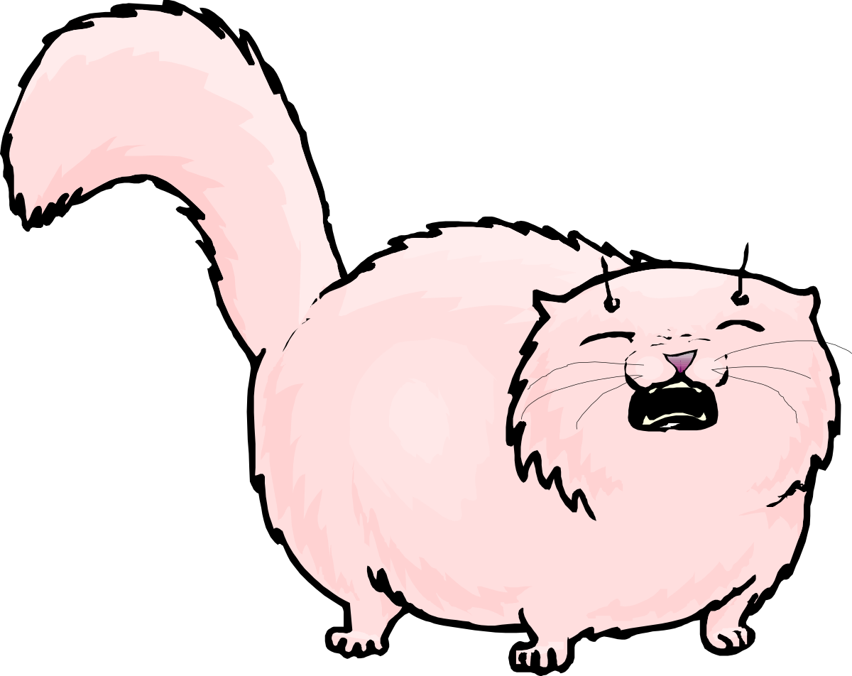 Cat Clipart: Open-Mouth Cat with Tail Up for Playful Designs