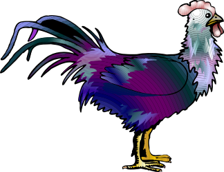Colorful Rooster on Black Background - Vibrant Clipart