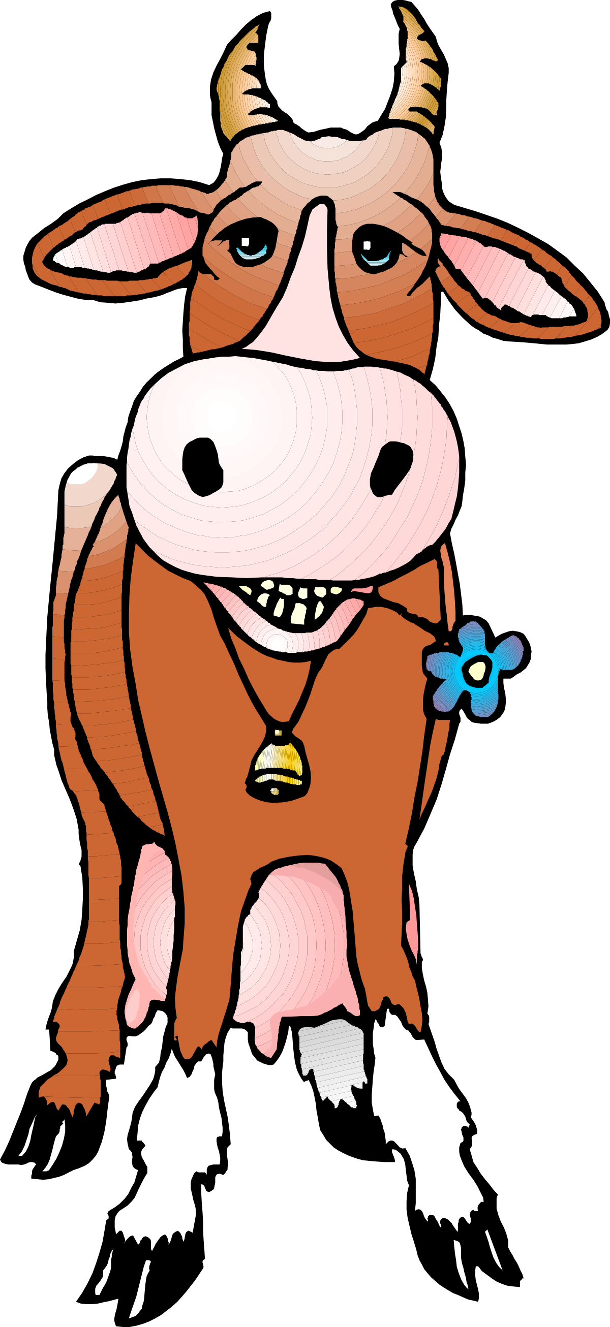 a cow with a blue bird on its nose clip art png transparent Cow with Blue Bird on Nose - Charming Farm Clipart