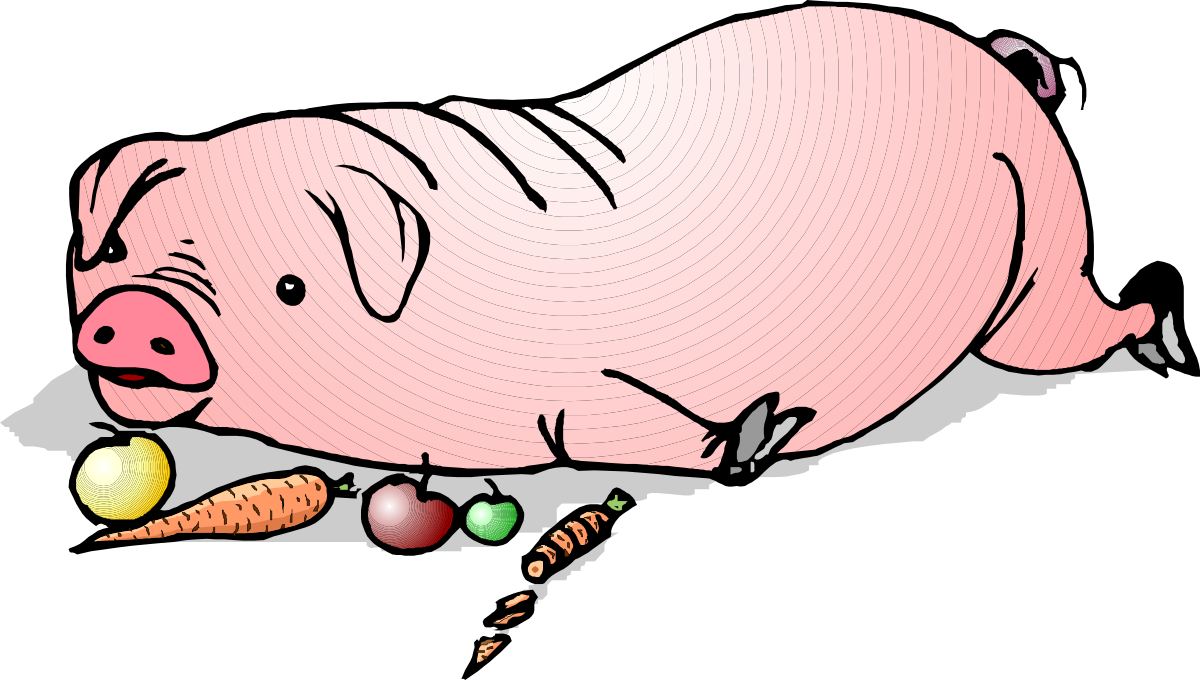 Pig with Carrots Clipart - Playful Farm Scene