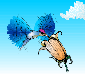Bird Flying in the Sky - Beautiful Blue Background Clipart