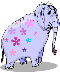 Elephant with Flowers on Trunk - Whimsical Clipart Collection