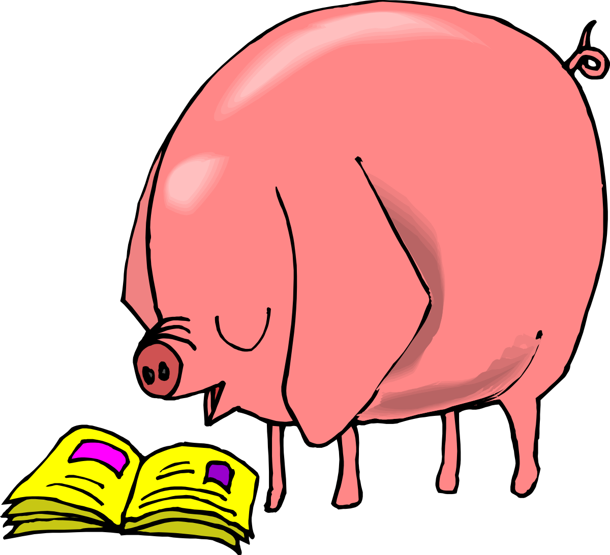 a pig reading a book clip art png transparent Pig Reading a Book Clipart - Whimsical and Fun Illustration for Your Projects