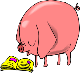 Pig Reading a Book Clipart - Whimsical and Fun Illustration for Your Projects