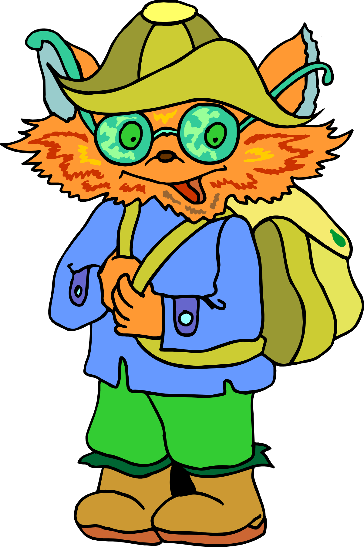 a cartoon character with a backpack and a hat clip art png transparent Cartoon Character with Backpack and Hat - Playful Clipart Collection