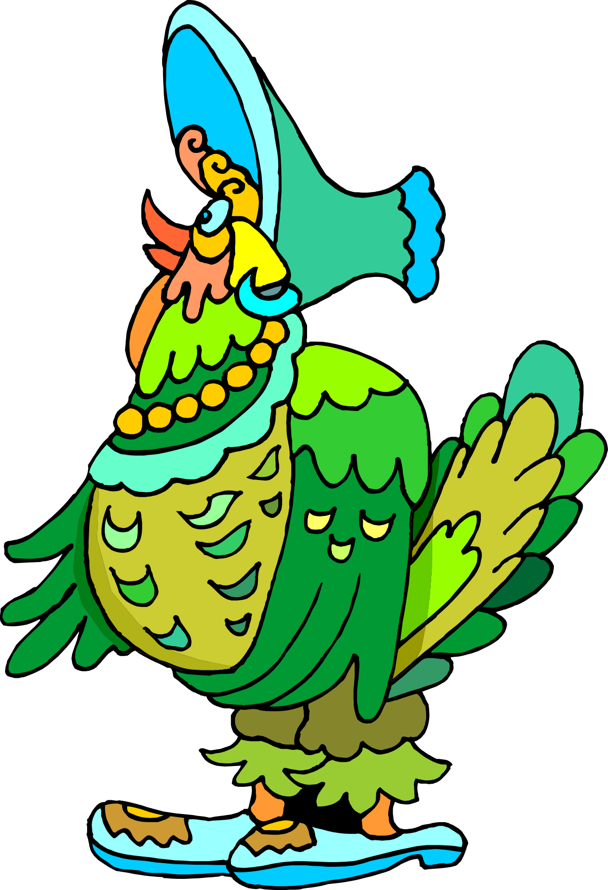 Cartoon Bird with Hat - Whimsical Clipart for Fun Designs
