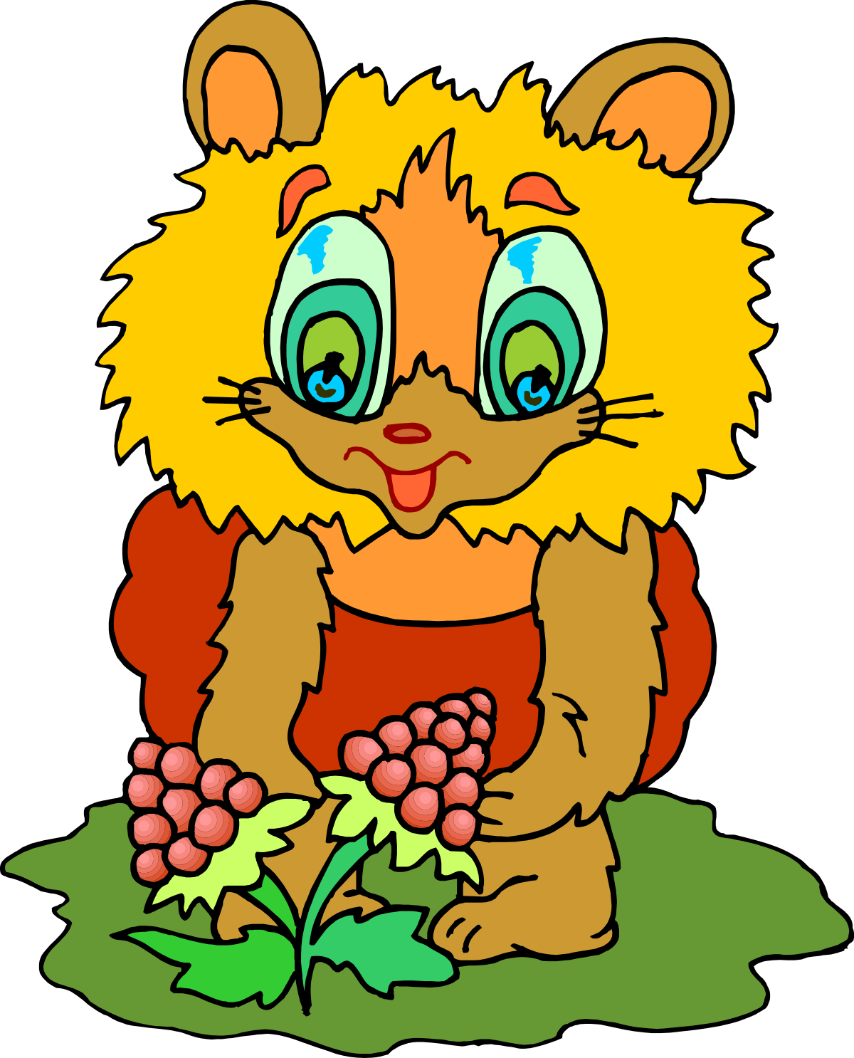 Cartoon Lion Sitting on Ground - Playful SVG Clipart