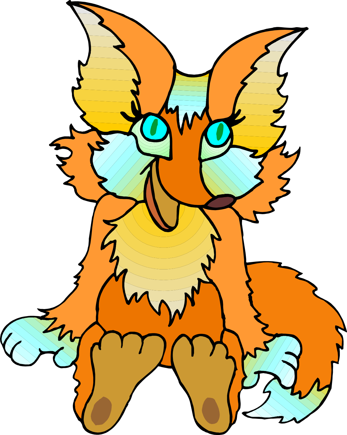 Cartoon Fox Clipart with Blue Eyes and a Big Smile