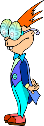 Cartoon Character with Blue Shirt and Red Hair - Playful Clipart