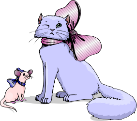 Cat and Mouse Sitting Together - Adorable Animal Clipart