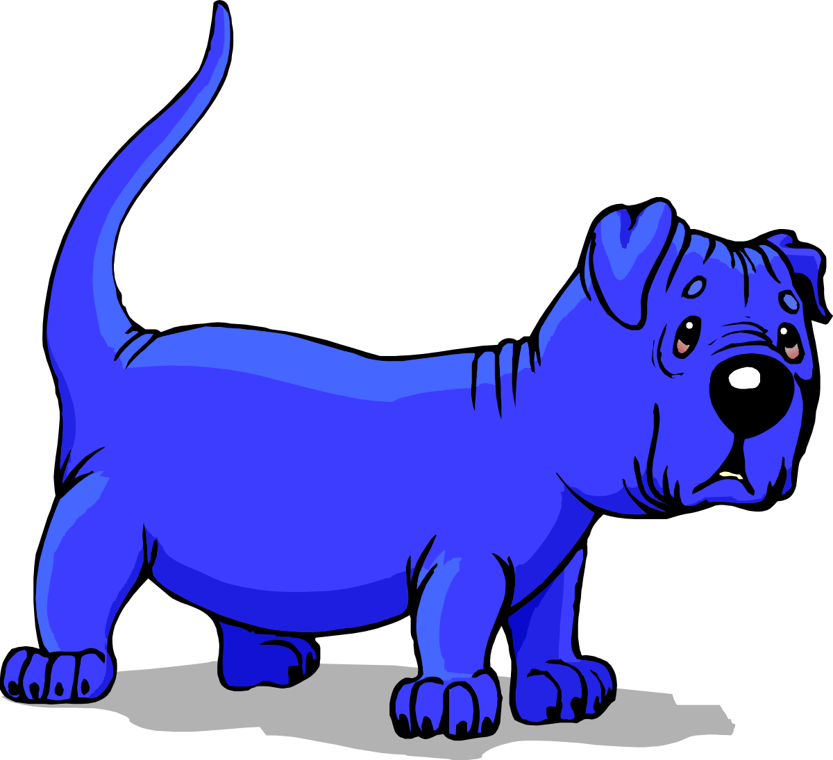 Blue Dog Against Black Background Clipart