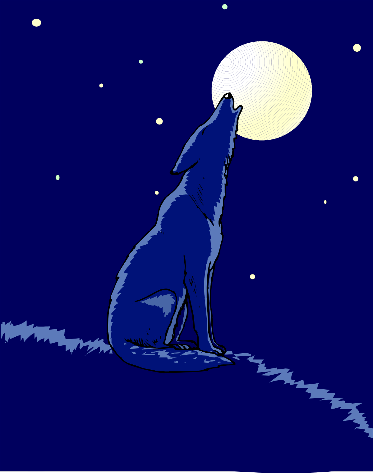 Wolf Howling at Night - Stunning Clipart for Various Uses