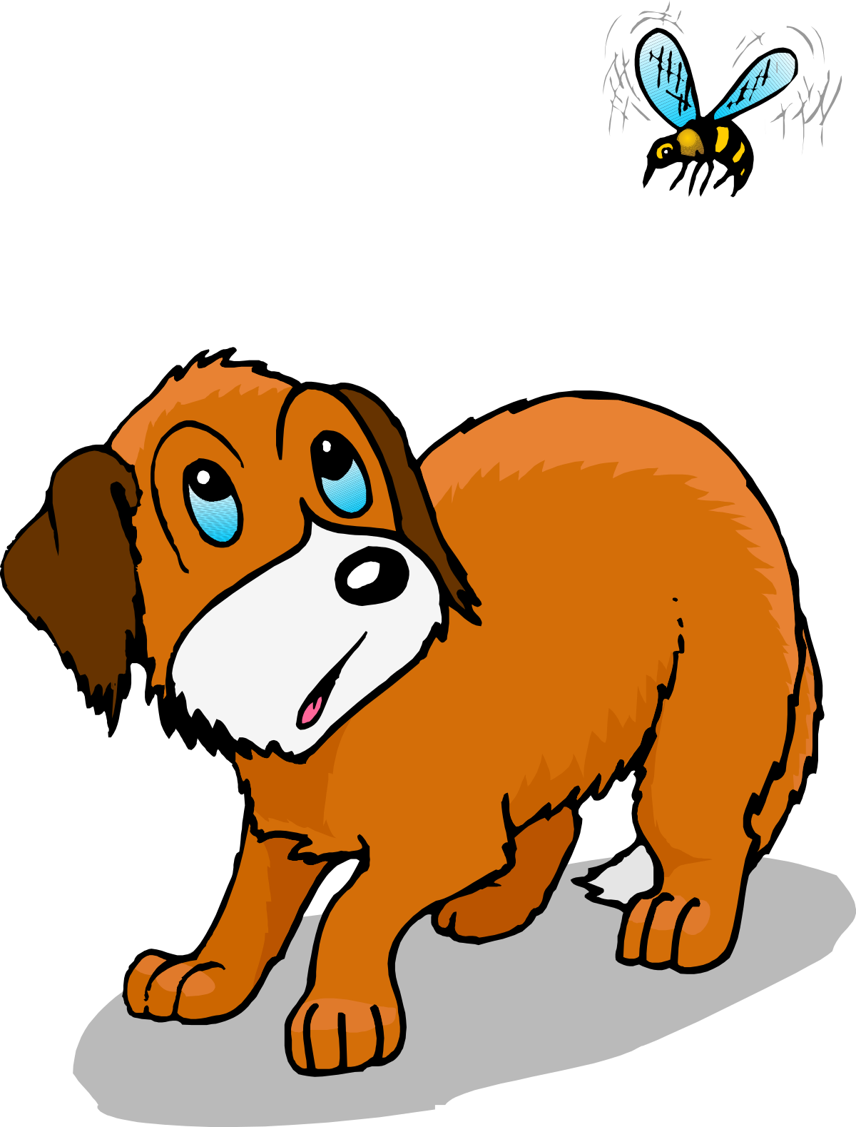 a dog with a bee flying in the background clip art png transparent Dog with Bee in Background - Charming Clipart for Pet Lovers