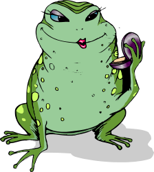 Frog with Butterfly in Mouth - Playful Nature Clipart