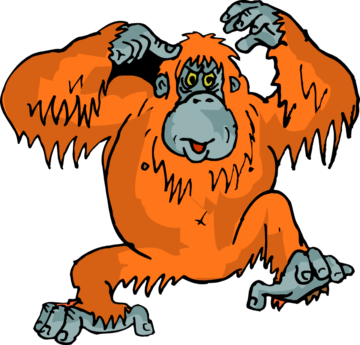 Cartoon Gorilla Clipart: Playful Big-Headed and Big-Legged Character