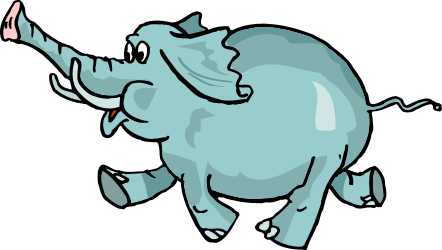 Elephant with Trunk Up Clipart - Vibrant Wildlife Illustration