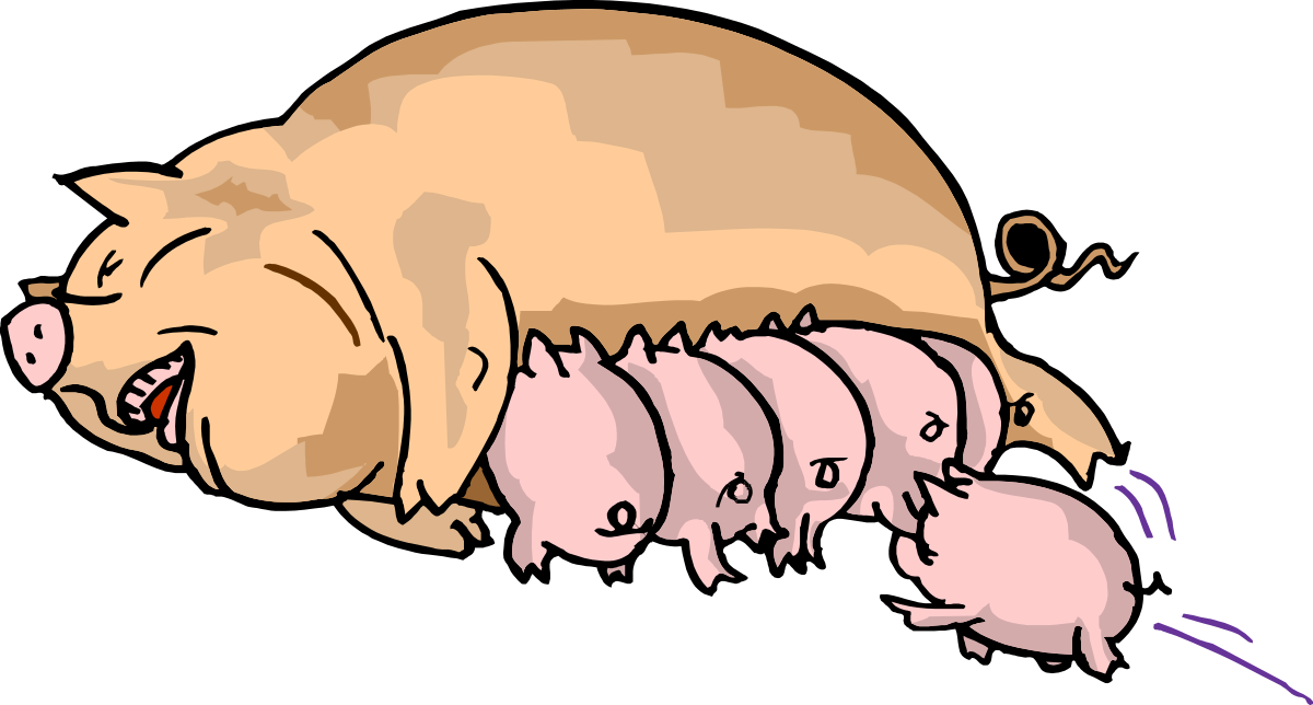 Playful Pig and Piglet Clipart for Fun Designs