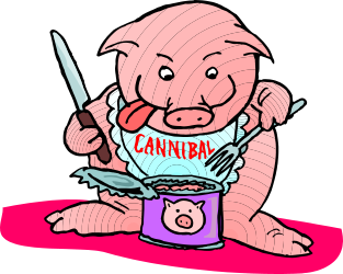Pig with Knife and Soup Can Clipart for Creative Projects