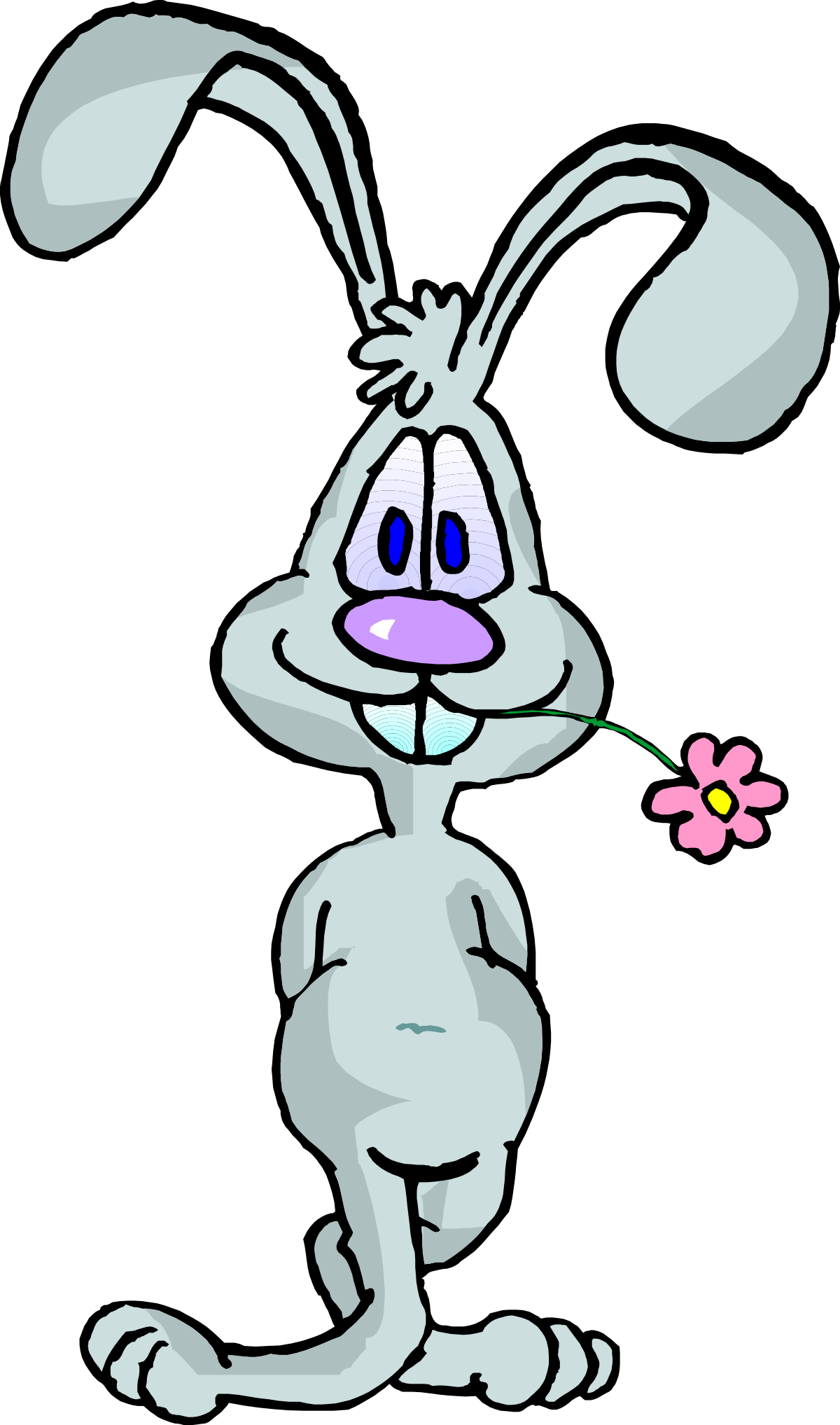 Cartoon Bunny with Flower in Mouth - Playful Clipart for All Occasions