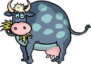 Cow with Flower in Mouth Clipart - Charming Farm Animal Illustration