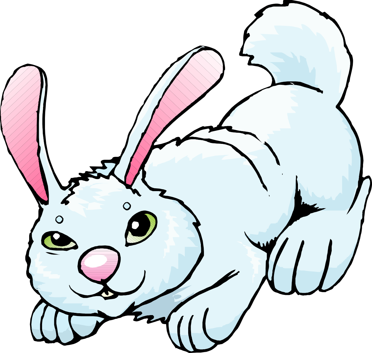 a white rabbit with pink ears and green eyes clip art png transparent White Rabbit with Pink Ears and Green Eyes - Charming Clipart for Various Uses