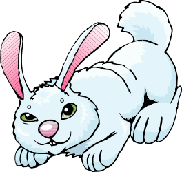 White Rabbit with Pink Ears and Green Eyes - Charming Clipart for Various Uses