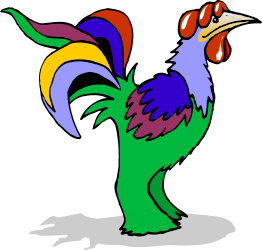Colorful Rooster Standing on Ground Clipart for Vibrant Designs