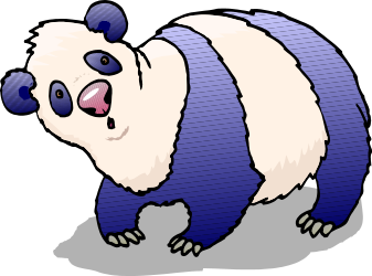 Cartoon Panda Bear in Blue and White Striped Shirt Clipart