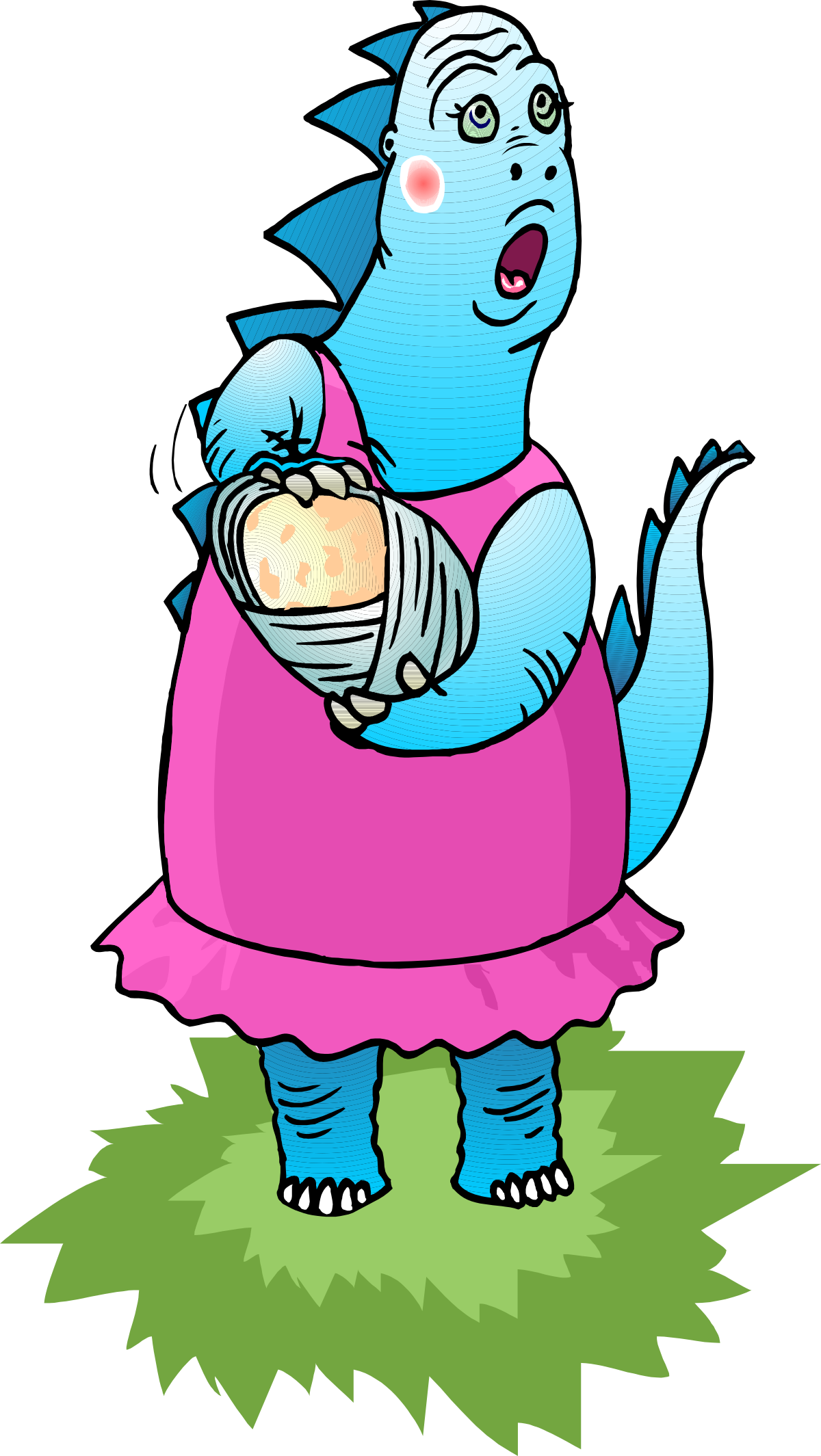 Cartoon Character Holding Baby - Heartwarming Clipart Scene