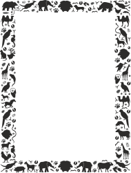 Borders with Cats and Flowers - Black and White Clipart
