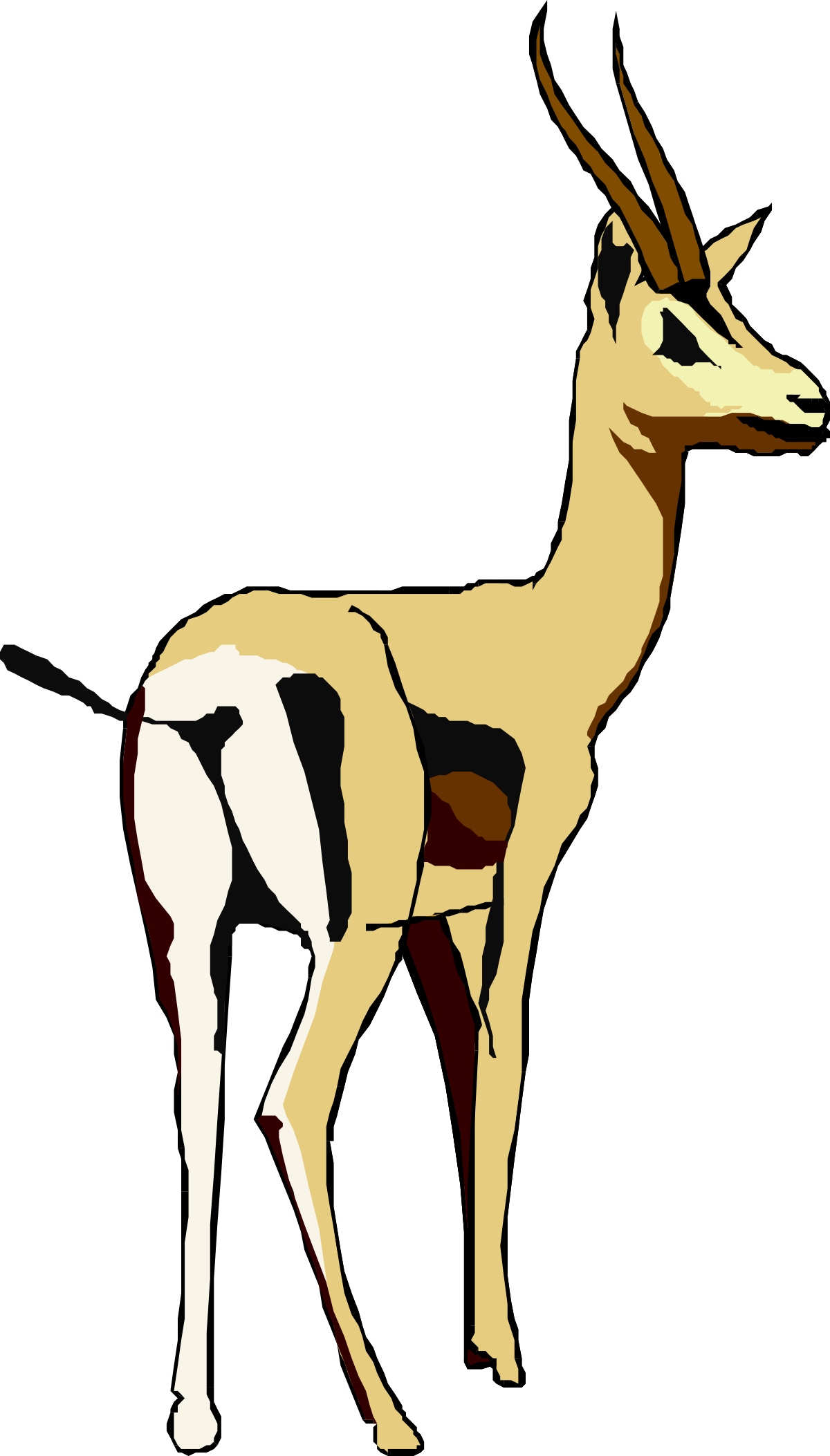 Deer Standing Elegantly on Black Background Clipart