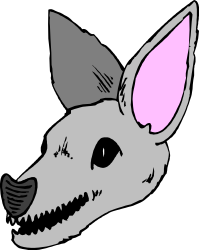 Wolf Head Clipart with Pink Ears - Unique Animal Illustration