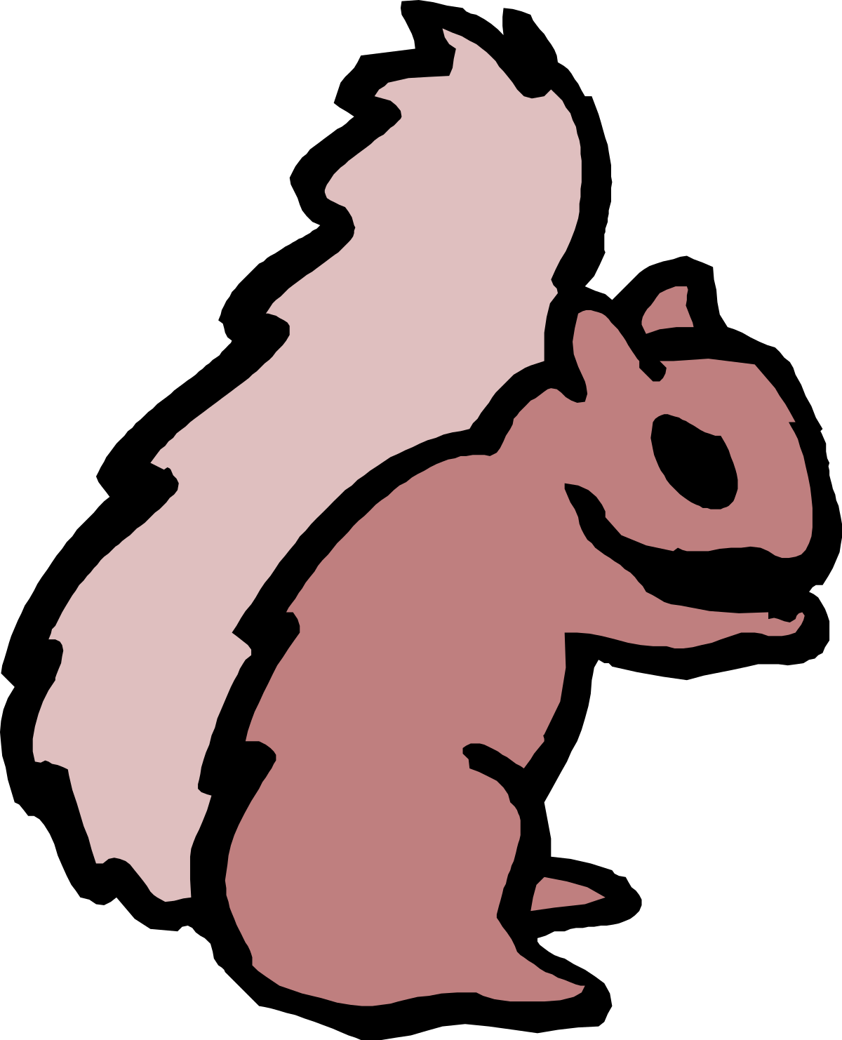Pink Squirrel Silhouette on Black Background - Stunning Clipart Design