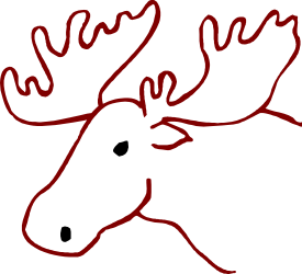 Moose Head Clipart with Bold Red Outline