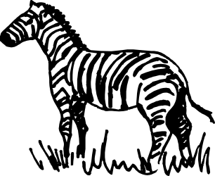 Zebra in Darkness Clipart - Striking Black and White Wildlife Illustration