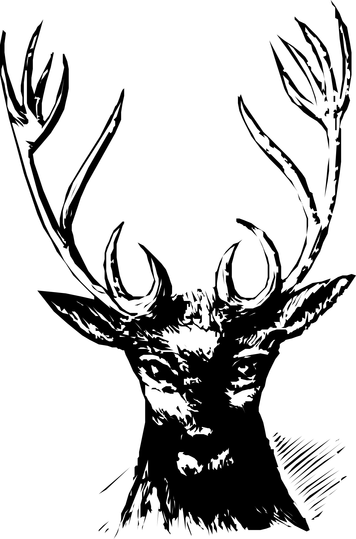 Black and White Deer Head Clipart with Antlers for Stylish Designs