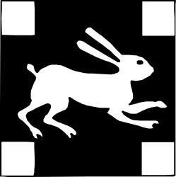 White Rabbit Running Across Squares Clipart - Dynamic and Playful Imagery