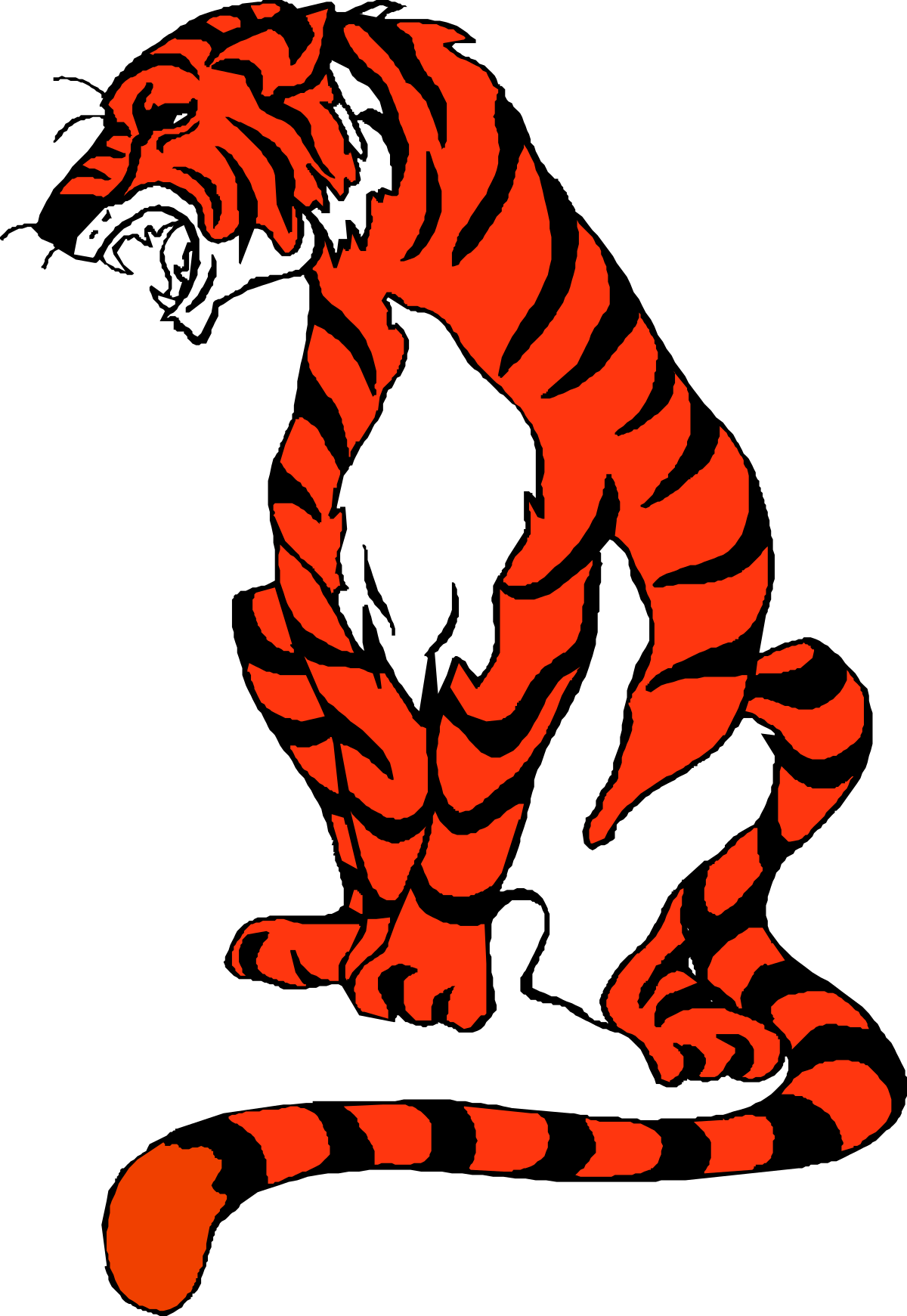 Tiger Sitting Down with Mouth Open - Vibrant Clipart