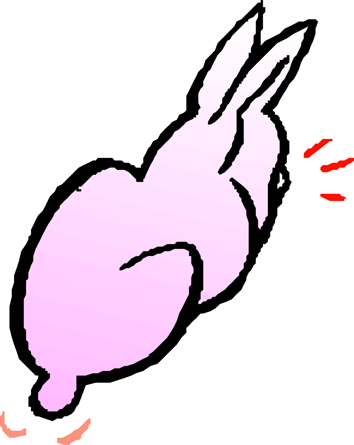 Rabbit with Red Tail on Black Background - Vibrant Clipart Design