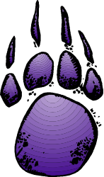 Purple Paw Print on Black Background - Eye-Catching Clipart