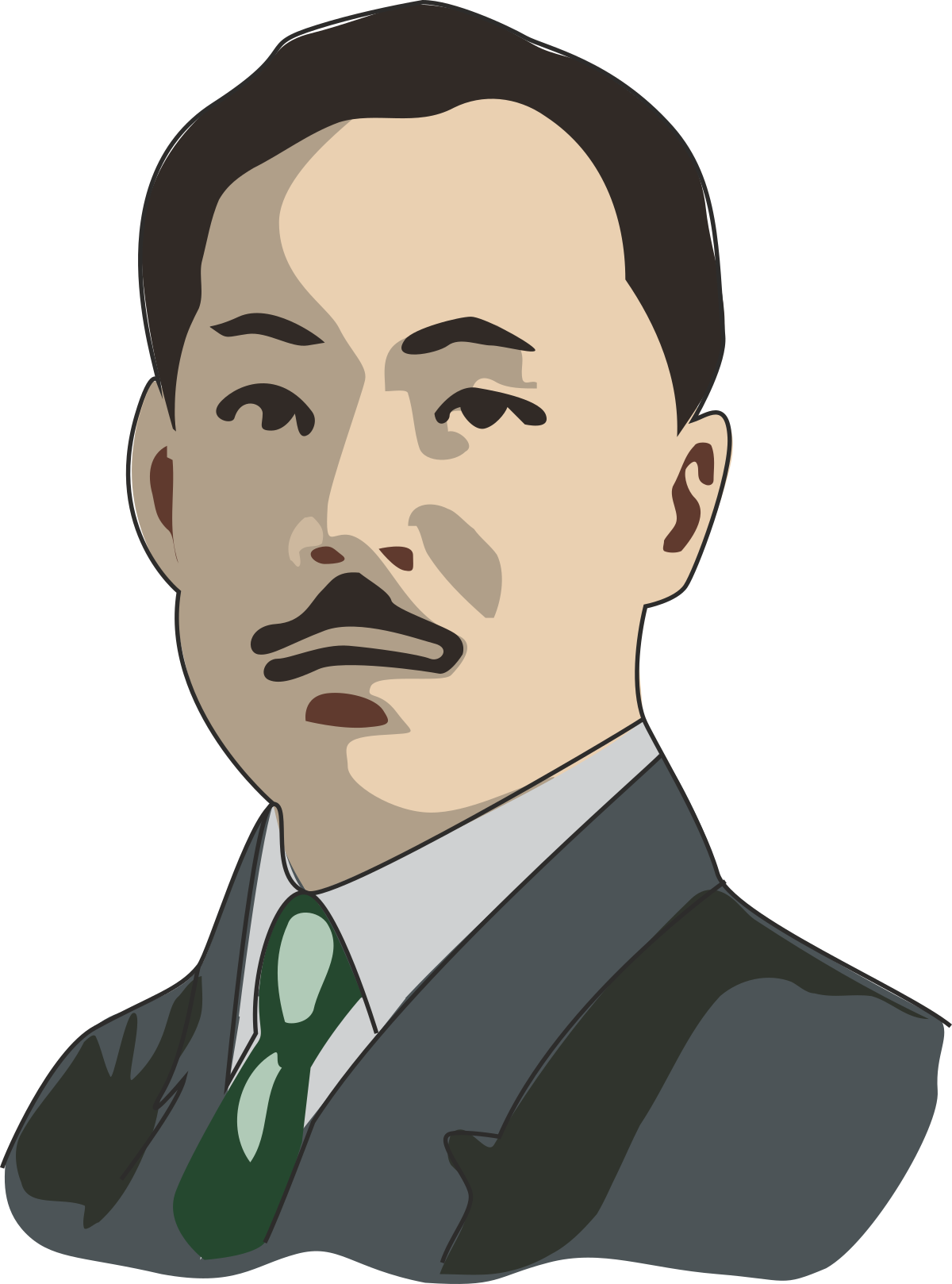 Businessman in Suit and Tie with Mustache Clipart