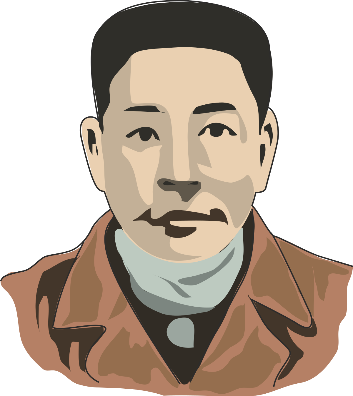 Mustachioed Man in a Brown Jacket - Charming Clipart for Versatile Uses