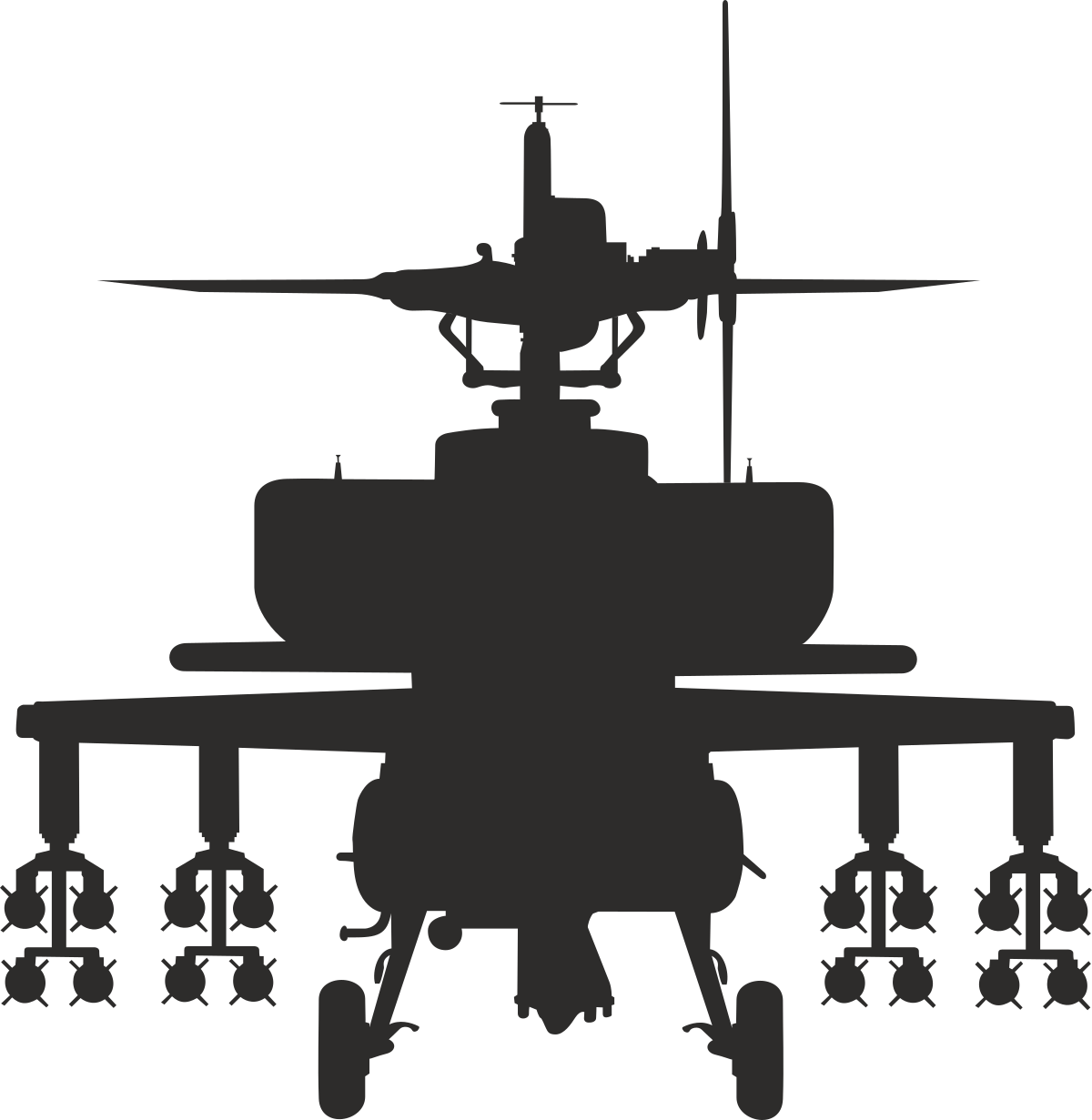 Helicopter Silhouette Clipart - Black and White Vector Art