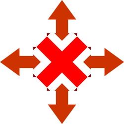 Red Cross with Upward Arrows Clipart - Directional Symbol for Growth